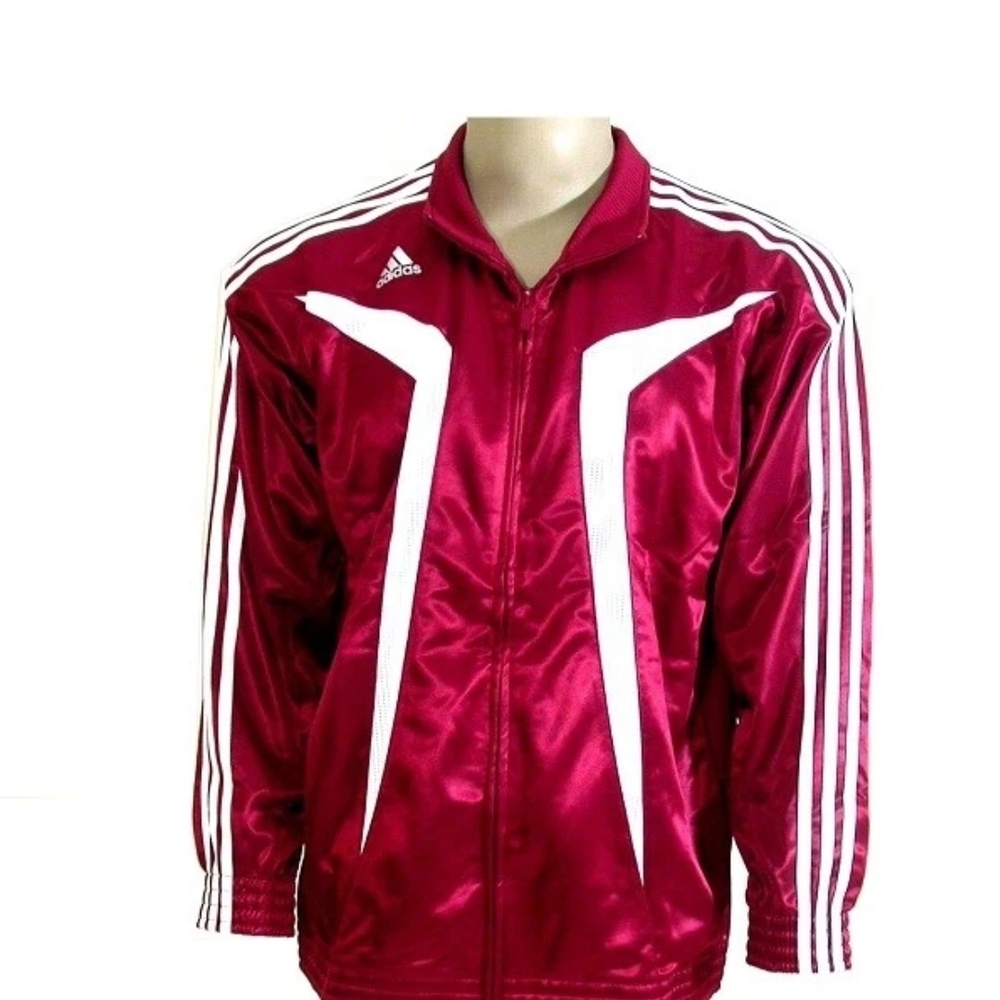 Adidas Men's Burgundy and White Windbreaker